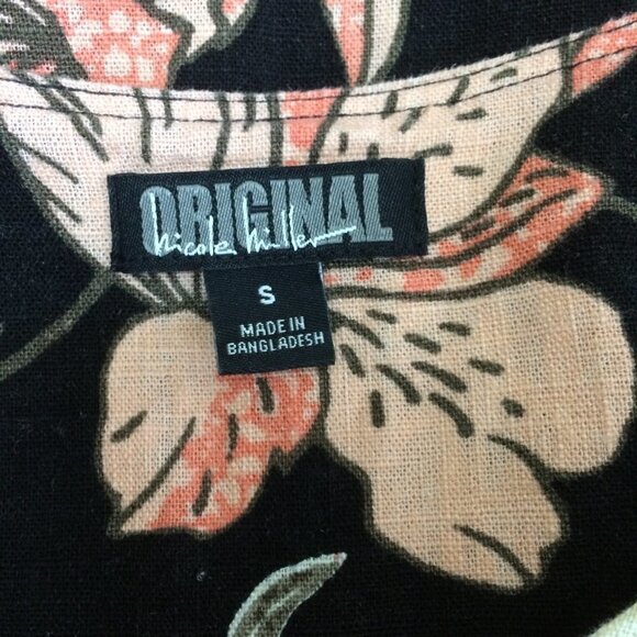 Nicole Miller Original Dress Short Sleeves Pink Floral Knee Length Linen Blend S - Picture 4 of 5